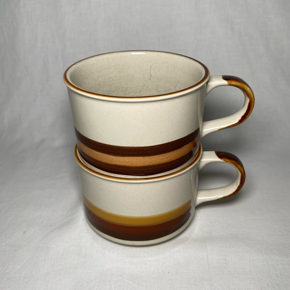 Vintage Sunny Korea 22201 Stripe Coffee Tea Soup 12 oz Mugs - Set of 2 - Picture 2 of 3